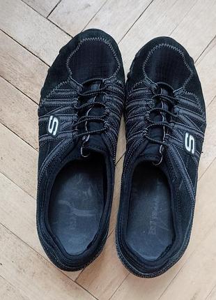 Кроссовки мокасины  skechers bikers черные замшевые