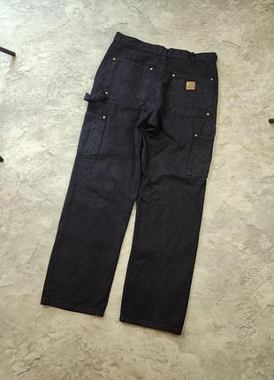 Штаны/джинсы carhartt wip double front dungarees black loose fit skate streetwear