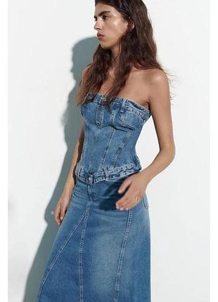 Zara трендовий джинсовий топ-корсет