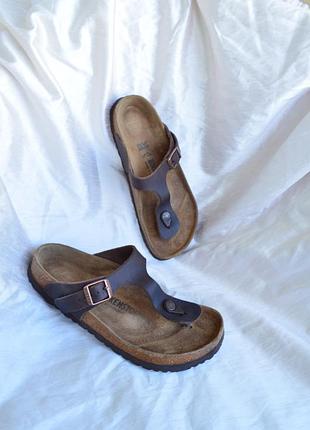 Вьетнамки birkenstock gizeh натуральная кожа oiled leather размер 38 услитка 24,5 см regular fit