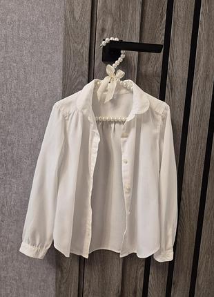 Рубашка, блуза uniqlo 5-6 лет, вискоза, базовая школьная рубашка на девочку 116 см