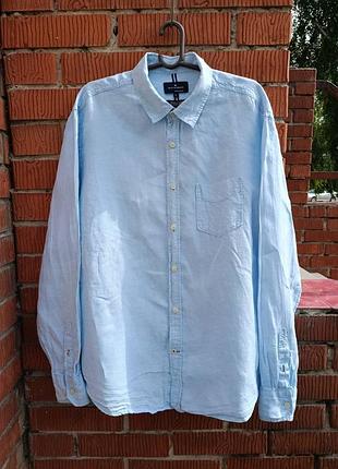 Мужская льняная рубашка marks & spencer (blue harbour) — 100% linen