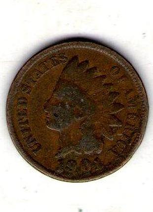 Сша 1 цент, 1901 год цент "голова таитянка" бронза, 3.11g, ø 19mm no3800