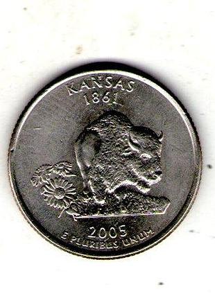 Сша 1⁄4 долара, 2005 квотер штату канзас no565