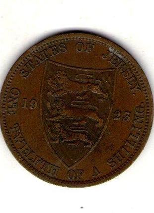 Джерси георг v 1/12 регулятора, 1923 рие бронза, 9.45g, ø 30.8mm no3950