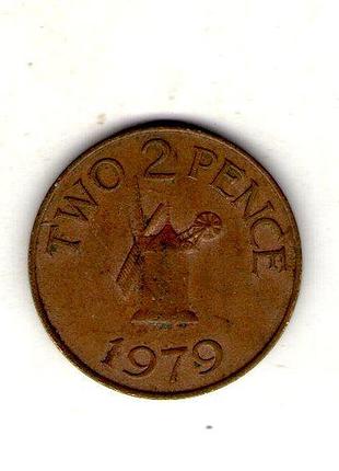 Гернси елизавета ii 2 пенса, 1979 год бронза, 7.1g, ø 25.9mm no3792
