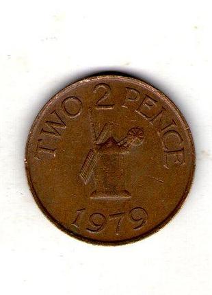 Гернси елизавета ii 2 пенса, 1979 год бронза, 7.1g, ø 25.9mm no3796