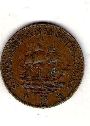 Южно-африканская республика король георг v 1 пенни, 1938 год бронза, 9.3g, ø 30.8mm no3941
