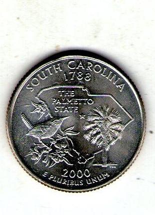 Сша 1⁄4 долларов, 2000 квотер штата южная каролина no420