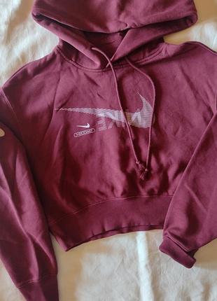 Женский костюм популярной линейки nike sportswear swoosh fleece в глубоком винном оттенке