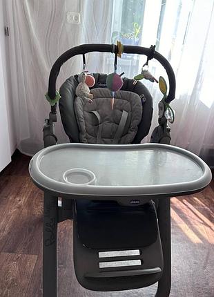Стільчик для годування chicco polly magic relax, унісекс, модний графітовий, еко-шкіра. придатний для використання.