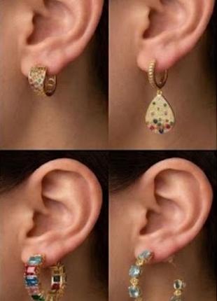 4 пары серьги бижутерия дофаминовый стиль