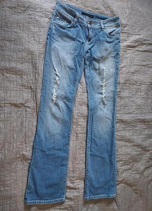 Джинсы calvin klein jeans w28 клеш bootcut оригинал голубые с потертостями