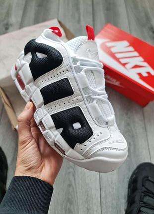 Мужские кроссовки nike air more uptempo low white/black