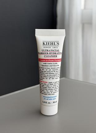 Крем-пінка для вмивання kiehl's ultra facial barrier-hydrating cleanser mini 30ml очищення зволоження гель піна / догляд 30 мл