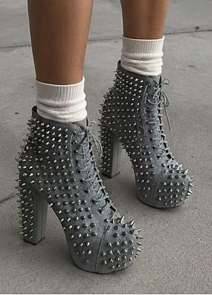 Розкішні ботильйони jeffrey campbell lita spike джинсові шкіряні