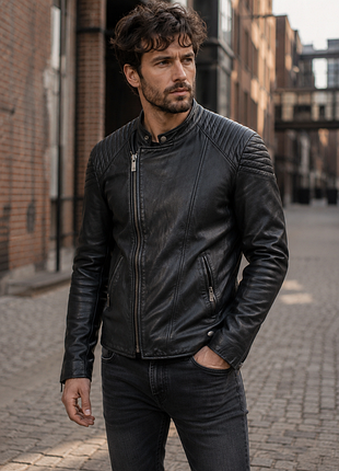 Чоловіча шкіряна куртка scotch & soda, розмір m