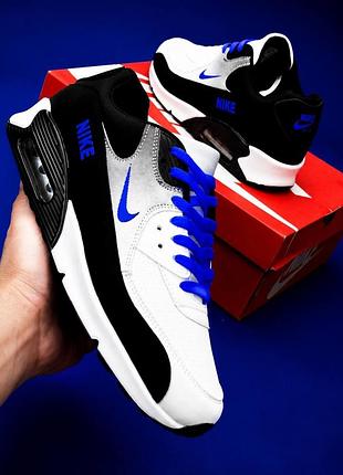 👟 nike air max 90 чоловічі  біло-чорні – стильні спортивні кросівки nike мужские кросовки