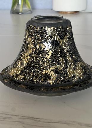 Комплект для аромасвічки: мозаїчний плафон та підставка black & gold mosaic