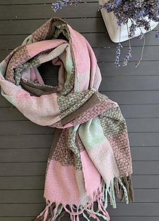 Жіночий шарф fashion коричневий/рожевий/зелений 68x190 см, коричневий 2571450
