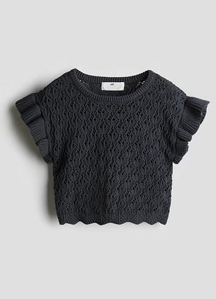 Темно-сірий в'язаний топ з воланами  h&m.