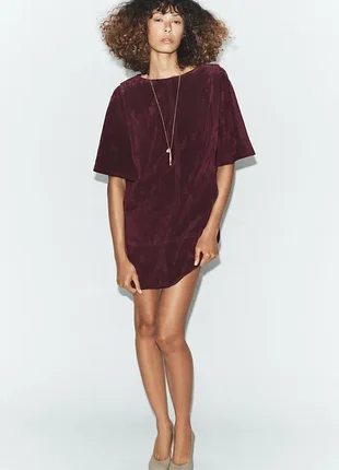 100% натуральное замша платье zara