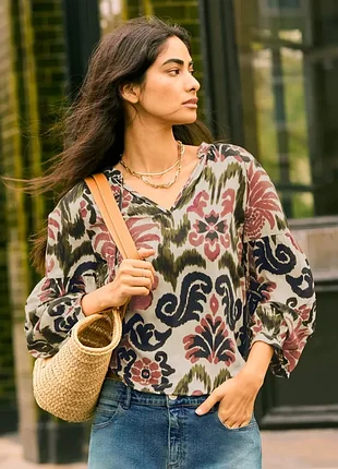 Блузка блуза mary jayne coral palm  baukjen
