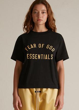 Бавовняна щільна оверсайз футболка fear of god essentials хлопковая плотная футболка свободного кроя