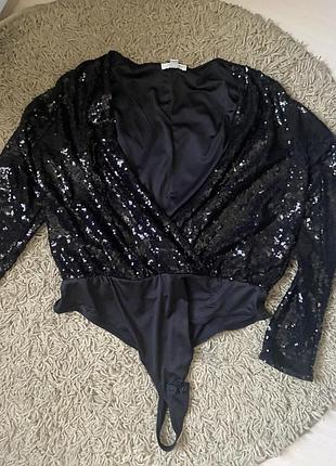 Боді блуза в паєтки h&m