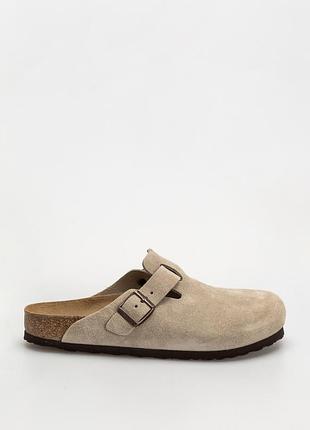 Детальна інформація -шльопанці birkenstock boston suede leather regular - коричневий (taupe)