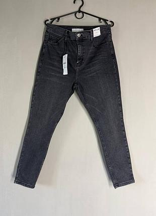 Сірі завужені джинси скінні з височною посадкою topshop jamie petite, розмір w34 (eur 44)