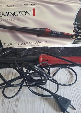 Професійна конусна плойка для волосся remington silk curling wand.