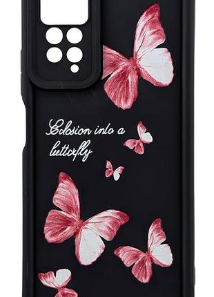 Чохол shock case print для xiaomi redmi note 12 pro 4g бампер силіконовий чорний з малюнком метелики
