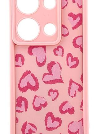 Чохол shock case print для телефона xiaomi redmi note 14s бампер силіконовий рожевий з малюнком серця