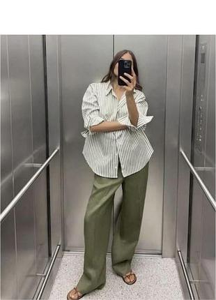 Сорочка в смужку оверсайз zara жіноча л