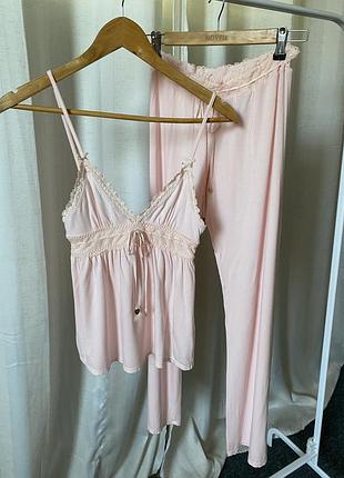 Нежный летний костюм комплект пижама из модала juicy couture оригинал y2k 2000s babydoll