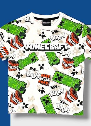 Nutmeg футболка minecraft білого кольору з яскравим малюнком на хлопчика 7-8 років