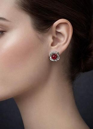 Серебряные серьги 925 проба с натуральным сердоликом