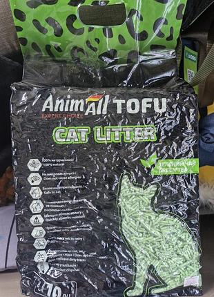 Соевый наполнитель 10 л для кошачьего туалета animall tofu green tea с ароматом зеленого чая. этанимали тофу зеленый чай