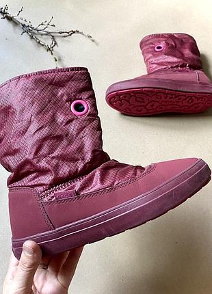 Термочоботи демісезонні дитячі для дівчинки crocs 34 розмір устілка 22 см | бордові утеплені