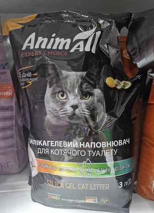 Силикагелевый наполнитель для кошачьего туалета animall expert choice объемом 3 литра. селакагель энимал с индикатором мочи