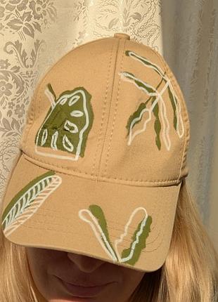 ​🌿 кастомная кепка с ручной росписью «листья» 🌿