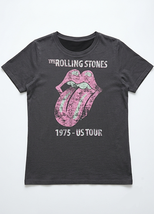 стильная рок-футболка h&amp;m the rolling stones (1975 us tour), размер s | базовая серая футболка с принтом