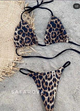 Леопардовый раздельный купальник safarova swim