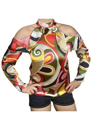 Вінтажна блуза з відкритими плечима emilio pucci type vintage 2000s y2k rare 70s hippie