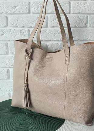 Качественная сумка шоппер accessorize. натуральная кожа