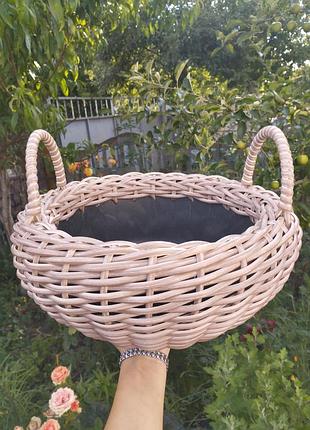 Кашпо из ротанга с ручками, 8 л.