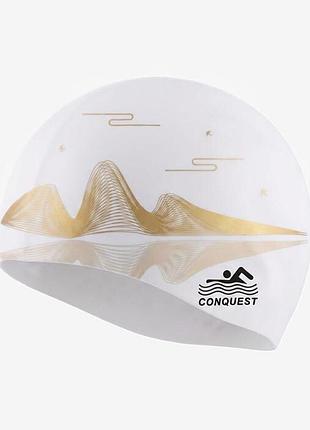 Шапочка для плавання conquest силіконова sc-49 білий