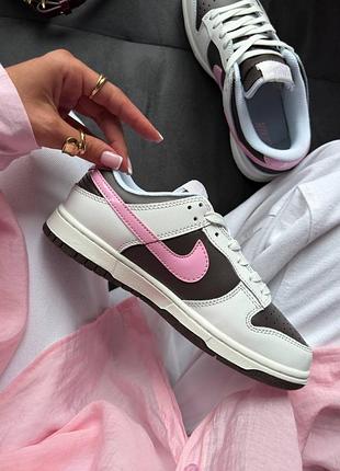 Женские кроссовки nike dunk low pink/brown