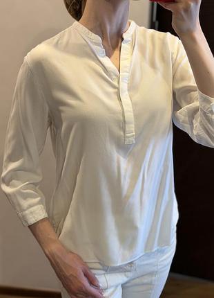 Біла рубашка/сорочка з рукавам 3/4; s; uniqlo